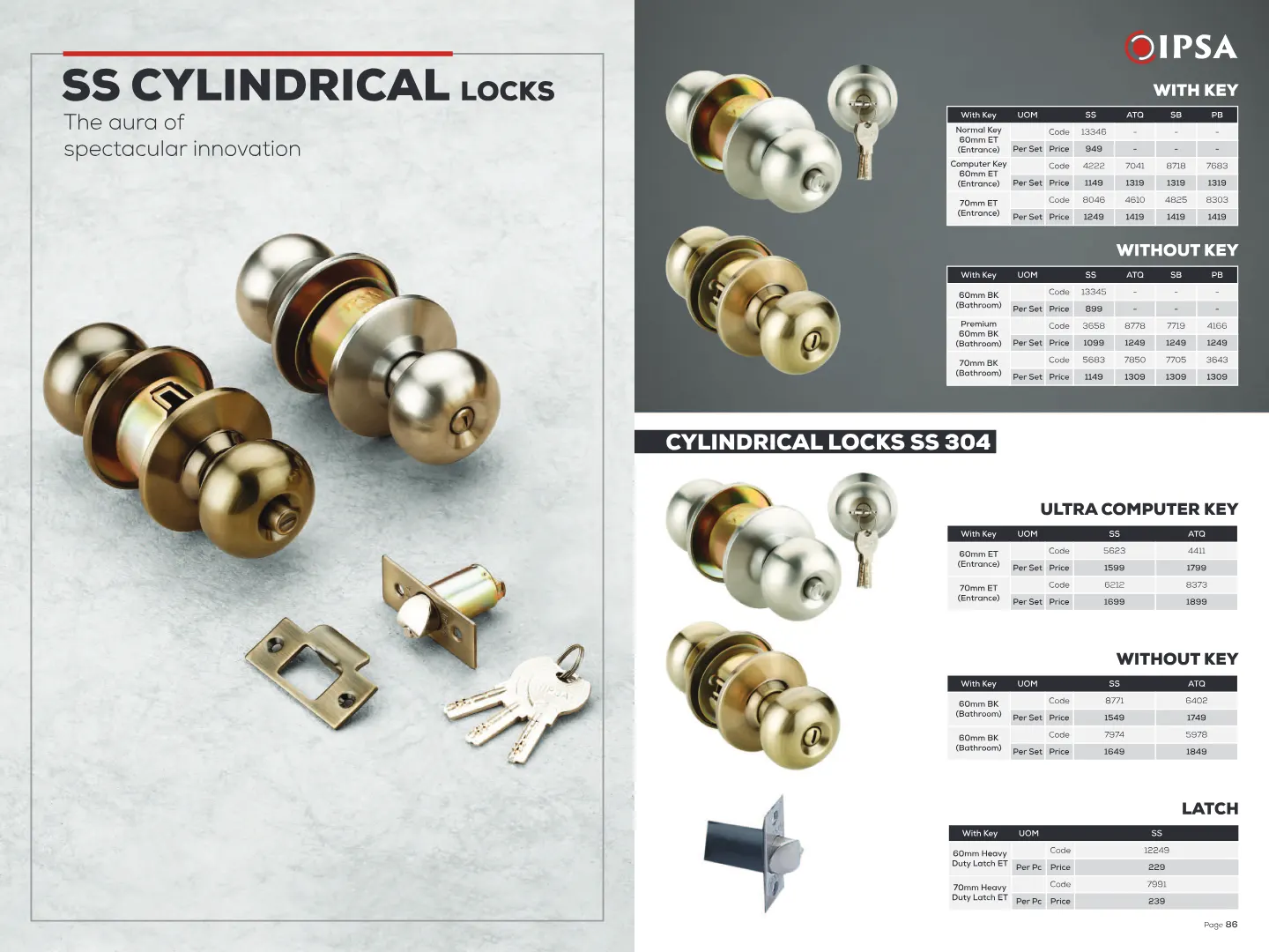 SS304 Ultra Computer Key Cylindrical Lock
